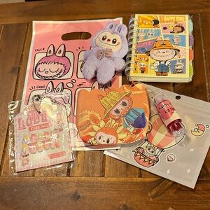Cute Labubu Monster Character Stationery and Accessories Set